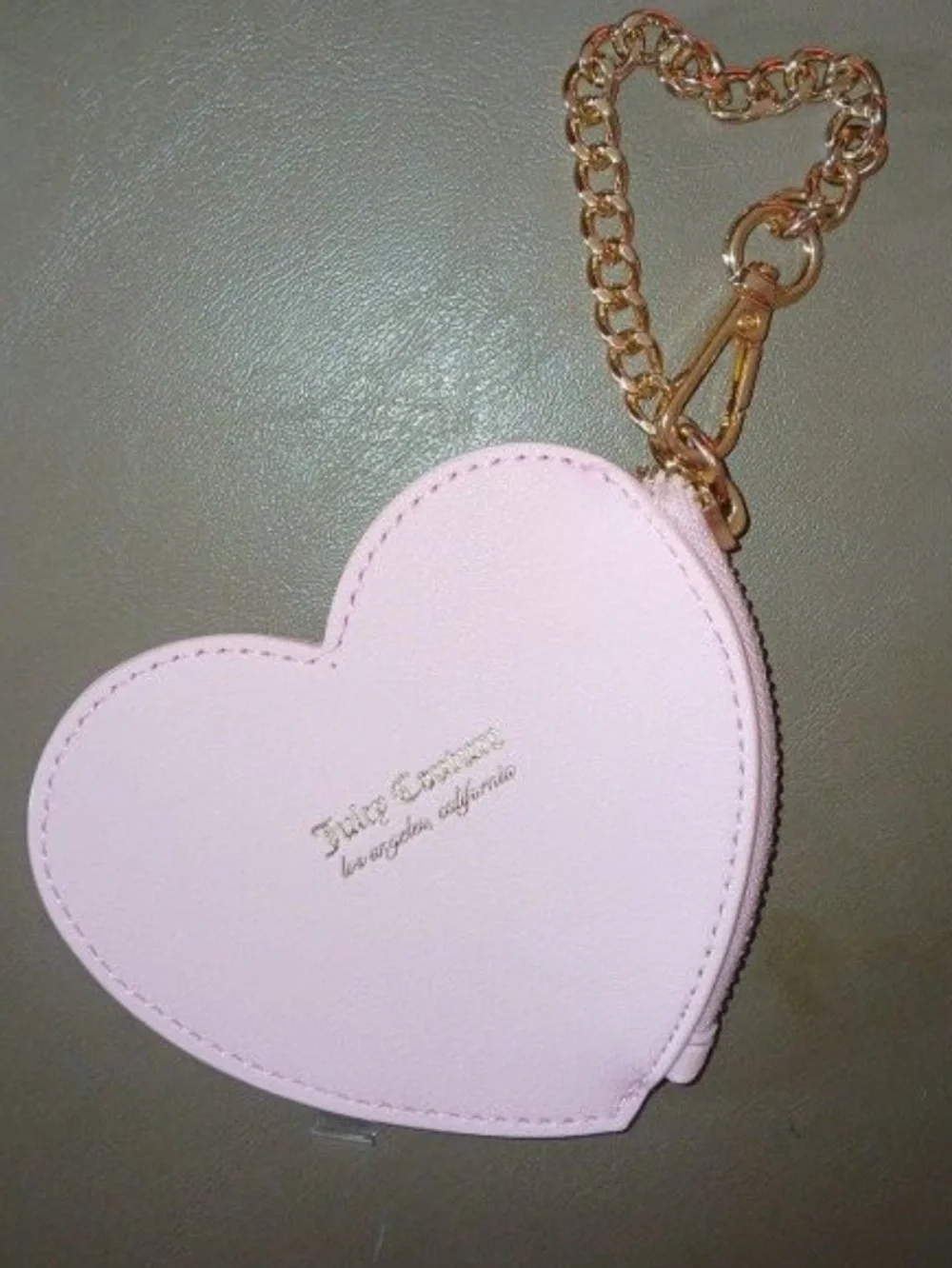 Juicy Couture Pink Heart Key & Card Holder with Gold Chain